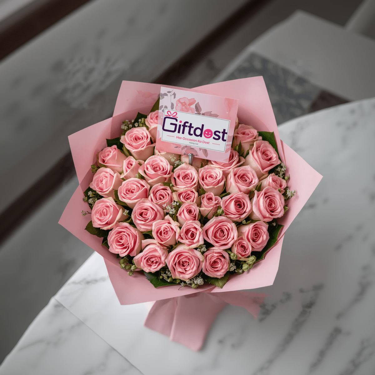 Elegant Pink Roses Bouquet