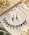 Emerald Green Crystal Drop Necklace & Earrings Set