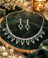 Emerald Green Crystal Drop Necklace & Earrings Set