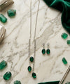 Emerald Green Crystal Necklace and Earrings Set