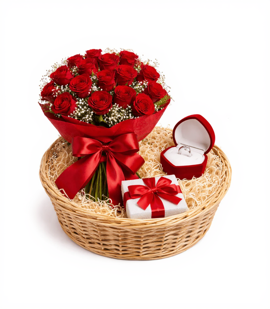 Eternal Love Red Rose Proposal Basket
