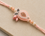Elegant Peach Pearl Designer Rakhi Combo Set