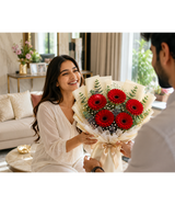 Crimson Red Gerbera Bouquet (5 Red Gerberas)