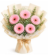 Blush Pink Gerbera Bouquet (5 Pink Gerberas)