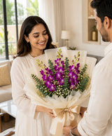 Royal Purple Orchid Bouquet (5 Purple Dendrobium Orchids)