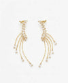 Golden Cascade Crystal Arc Earrings