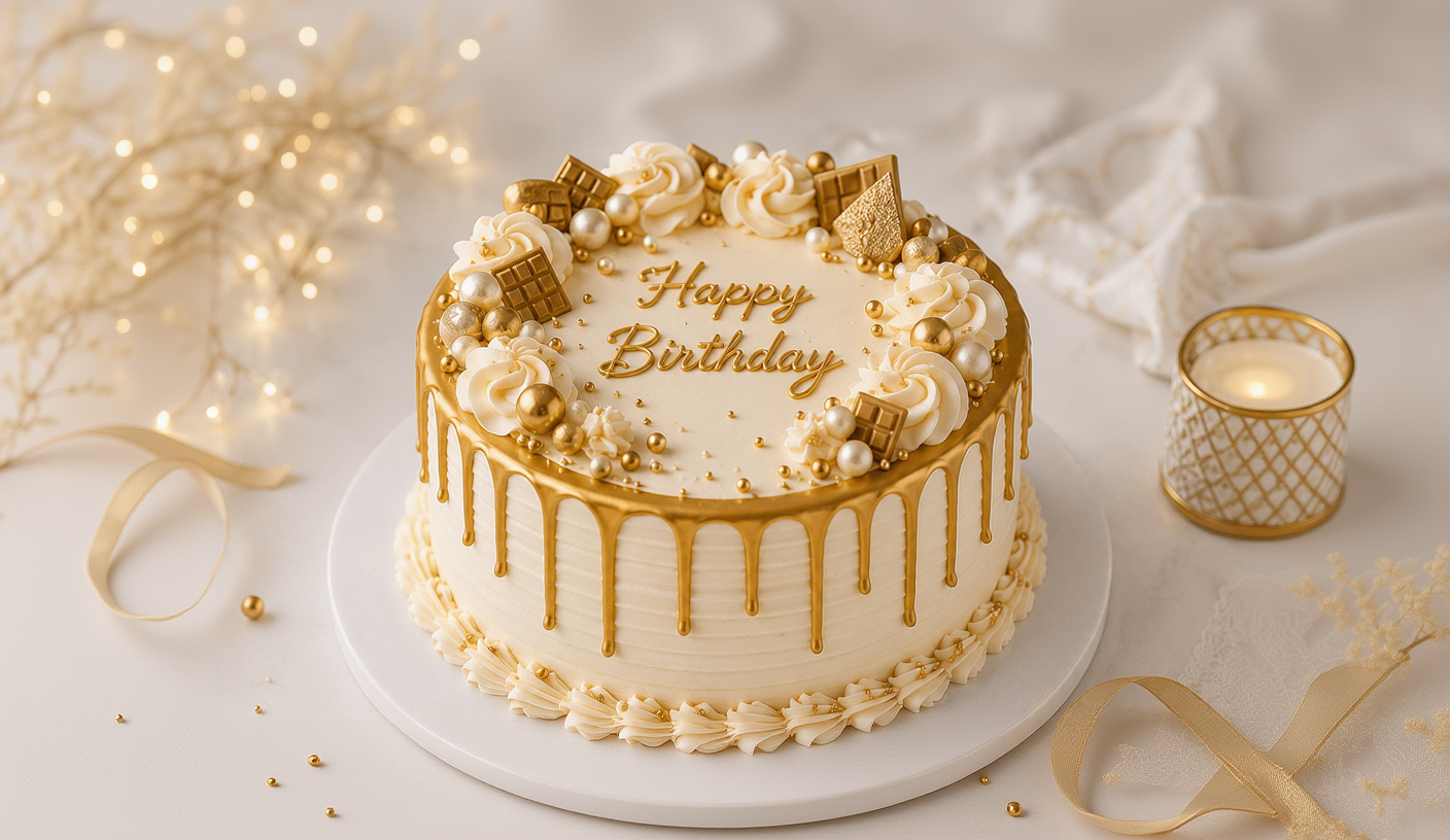 Golden Drip Celebration Cake