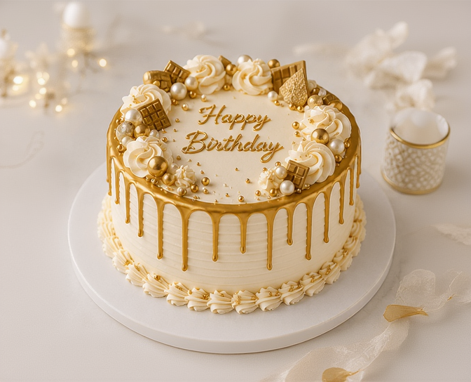 Golden Drip Celebration Cake