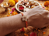 Golden Floral Crystal Designer Rakhi