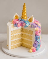 Golden Horn Floral Unicorn Cake