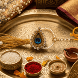 Golden Peacock Pearl Designer Rakhi