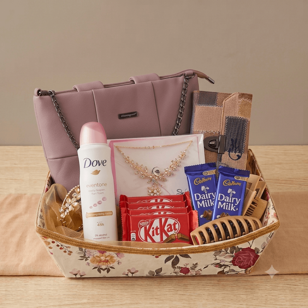 Premium Ladies Fashion Gift Hamper with Handbag, Jewellery & Chocolates