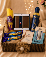Premium Rakhi Gift Hamper with Tommy Hilfiger Wallet, Deodorants & Chocolates