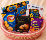 Kids Fun & Learning Gift Hamper with Air Blaster, Digital Money Bank & Snacks