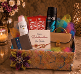 Premium Raksha Bandhan Bhai Bhabhi Gift Hamper with Wallet, Sling Bag, Deodorants & Chocolates
