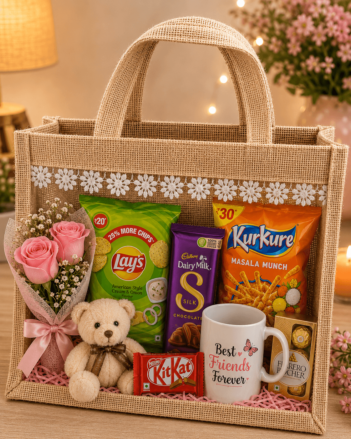Premium Friendship Day Gift Hamper with Best Friends Forever Mug, Teddy Bear & Chocolates