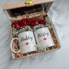 Hubby Wifey Couple Mug Gift Box with Red Roses