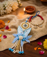 Sky Blue Butterfly Designer Lumba Rakhi