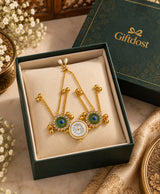 Kashmiri Peacock Eye Gold-Tone Adjustable Watch Bracelet