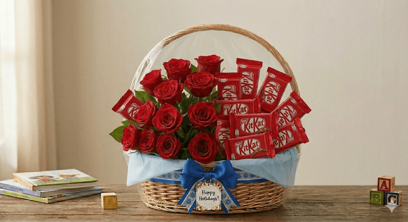 KitKat & Crimson Roses Celebration Basket