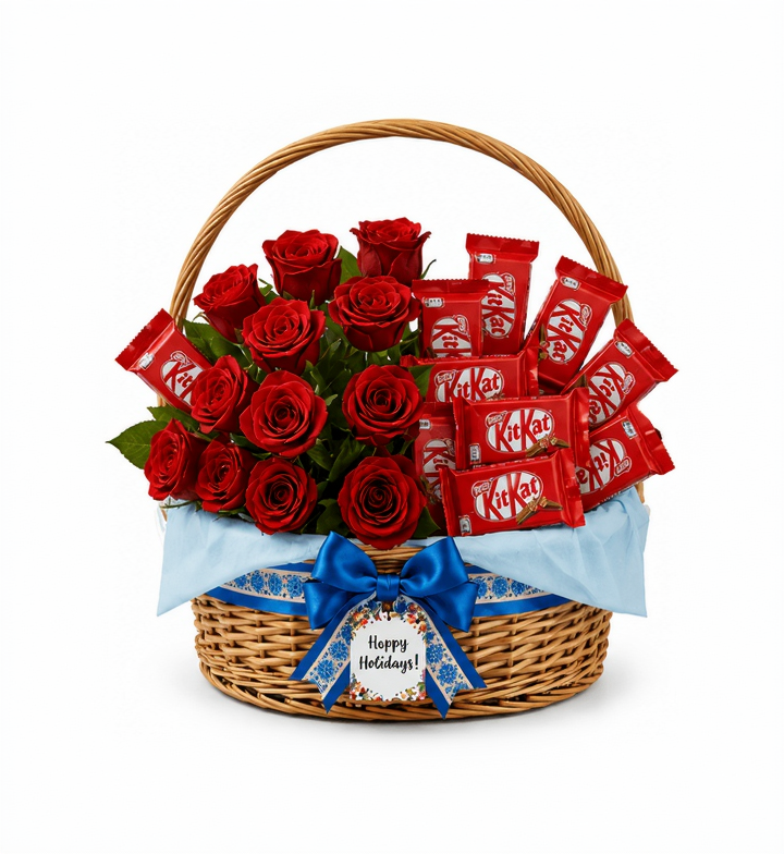 KitKat & Crimson Roses Celebration Basket