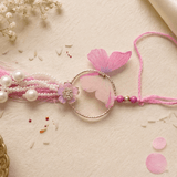 Lavender Butterfly Pearl Lumba Rakhi