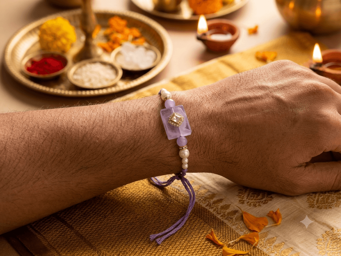 Lavender Crystal Elegance Rakhi