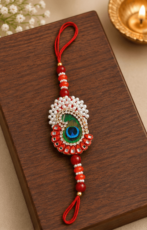 Mayur Crest Pearl Designer Rakhi