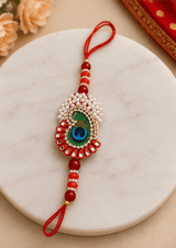 Mayur Crest Pearl Designer Rakhi