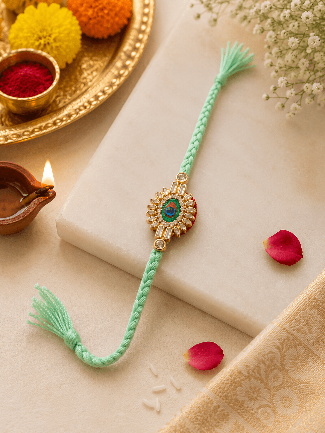 Mint Green Evil Eye Designer Rakhi