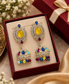 Multicolor Gemstone Crystal Jhumka Earrings – Traditional Indian Statement Drop Earrings