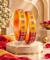 Multicolor Yellow–Orange–Red Crystal Designer Lac Bangle Set