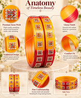 Multicolor Yellow–Orange–Red Crystal Designer Lac Bangle Set