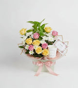 Pastel Bliss Floral Candle Gift Basket
