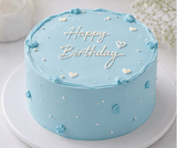 Pastel Blue Happy Birthday Cake
