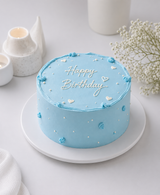 Pastel Blue Happy Birthday Cake