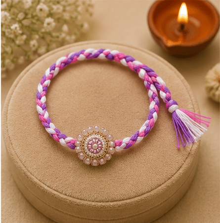 Pastel Braided Pearl Designer Rakhi