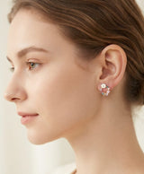 Pastel Floral Butterfly Hoop Earrings
