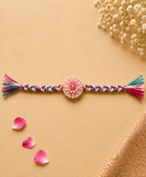 Pastel Pink Floral Braided Designer Rakhi