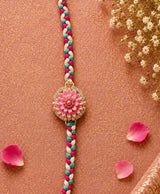 Pastel Pink Floral Braided Designer Rakhi