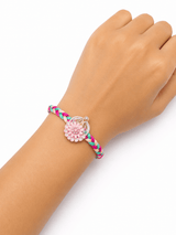 Pastel Pink Floral Braided Designer Rakhi