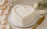 Pearl White Heart Vanilla Cream Cake