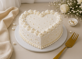 Pearl White Heart Vanilla Cream Cake