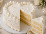 Pearl White Heart Vanilla Cream Cake