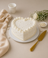 Pearl White Heart Vanilla Cream Cake