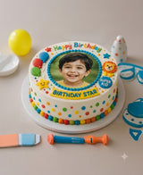 Personalized Birthday Star Photo Vanilla Cake