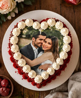 Personalized Heart Shape Red Velvet Photo Cake