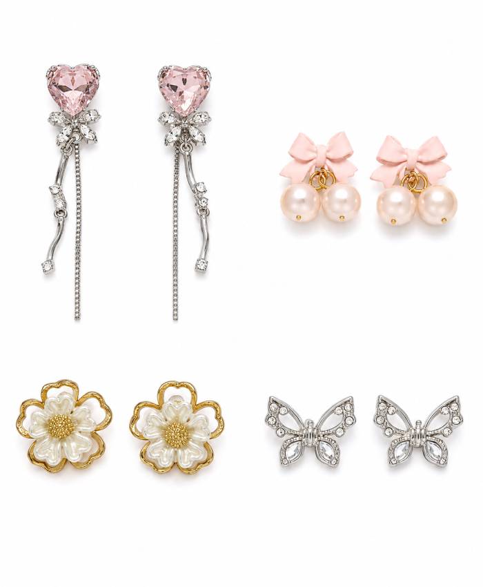 Petal Charm Four-Pair Earring Set