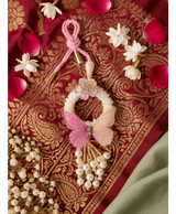 Pink Butterfly Pearl Designer Lumba Rakhi