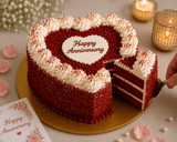 Pink Roses & Red Velvet Heart Anniversary Celebration Combo